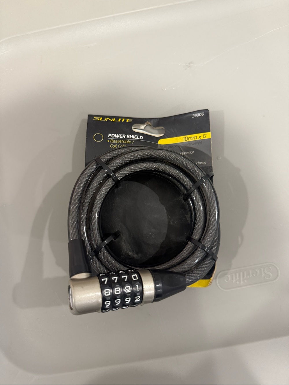 Black Coiled Combination Cable Lock - 10mm x 6'